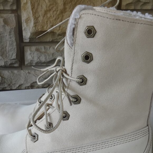 Timberland Teddy women's size 7.5 light Grey nubuck leather lace up boots, - Picture 12 of 13